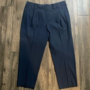 LOFT Paper Bag Waist Slacks deep navy blue